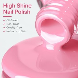 MIZHSE Esmalte de uñas de secado rápido, esmalte de uñas rosa suave que no se seca al aire de gel rápido | 0.5 fl oz Acabado Brillante Regular Nail La