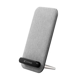 XLayer Wireless Stand Desktop Charger 10W, Induktions Ladegerät, kabelloses Schnellladegerät, Qi Ladestation für den Schreibtisch, Stoffbezug, Light Grey