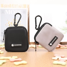 Dog Treat Pouch 2 PCS, Waterproof Small Dog Treat Bag for Leash, Hands Free Dog Walking Bag with Carabiner, Dog Poop Bag Holder for Pet Puppy Travel or Outdoor Use, Zipper Closure to Avoid Spilling