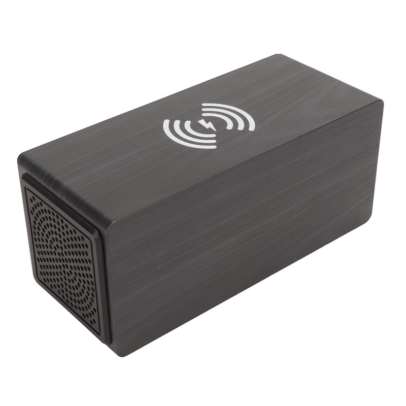 Bluetooth Speaker Digital Wooden Alarm Clock Wireless Charging 15W Dual