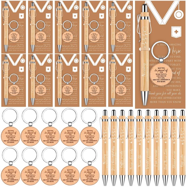 30 Sets Nurse Appreciation Gifts Inspirational Bamboo Nursing Ballpoint Pens