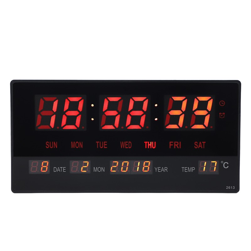 LED Number Clock Large Big Digital Display with Temperature Wall