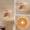 CKENSU Handwoven Rattan Semi Flush Mount, Farmhouse Ceiling Light with