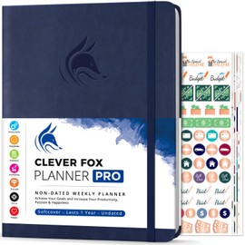 Clever Fox Planner PRO – Weekly & Monthly Life Planner to Increase Productivity, Time Management and Hit Your Goals, 8.5x11″ (Dark Blue)