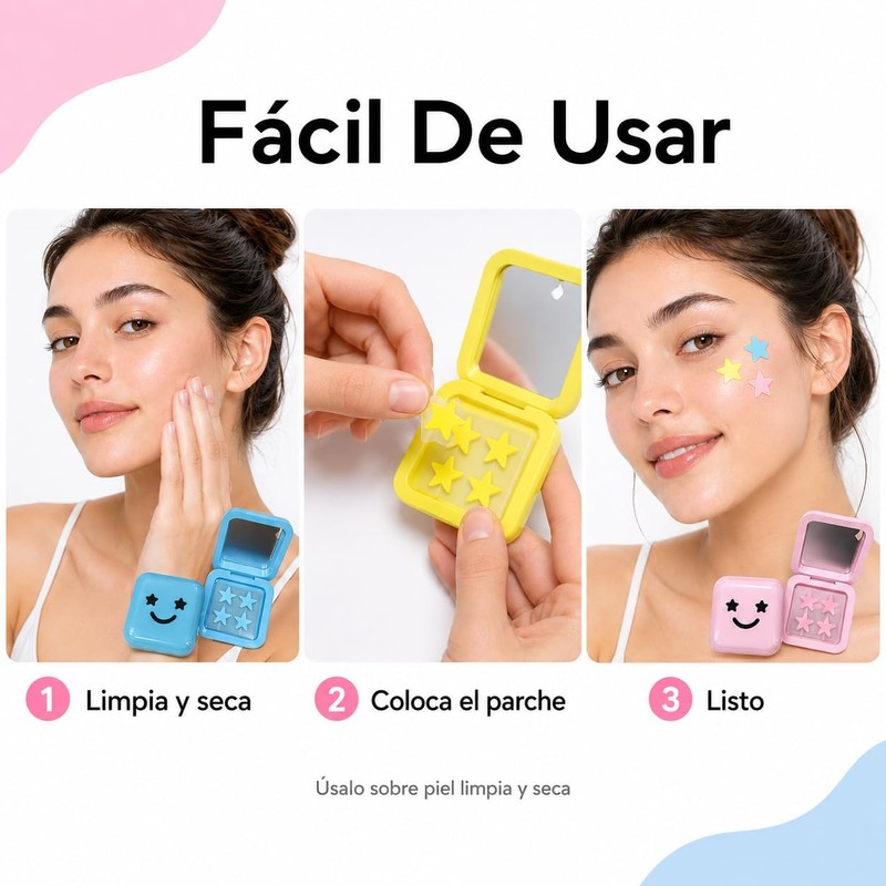 96 Parches para Acne, Parches Hidrocoloides en Forma de Estrella,