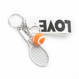 Kysin Chiys Mini Personality Letter Love Tennis Keychain Pendant Colorful Simple Sports Style Keyring Backpack Decration Jewelry for Women Men - Orange