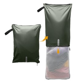 Mesh Laundry Bag for Travel, Gym, College, and Camping – Large Washable Zippered Dirty Clothes Organizer with Breathable Fabric – Portable Laundry Hamper for Sports, Healthcare Workers – Green