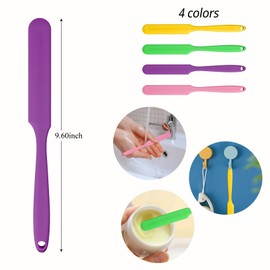 2-PCS Non-Stick Reusable Wax Silicone Spatula, Silicone Waxing Applicators for Hair Removal, for Home Salon Body Use(Pink & Yellow, size 2)