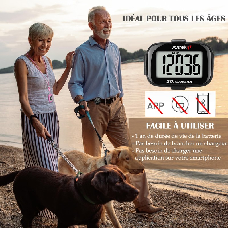 AVTREK Precise 3D Walking Pedometer Giant Display Digital Step Counter