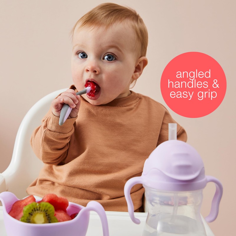 Toddler Cutlery Set with Uniquely Shaped Fork and Spoon (Pistachio)