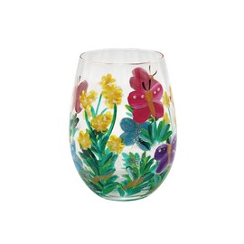 lesser and pavey LP47378 Butterflies Design Stemless Glass | Outdoor Gifts | Multi-color Accessory