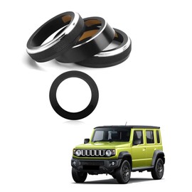Temiry Air Conditioner Dial Cover for Jimny, New Jimny Interior Parts, Aluminum Alloy, Engine Start Ring, Jimny Sierra Custom Parts, Dial Cover for Jimny JB64 Accessory, JB74 Dress Up (Black)