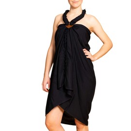 PANASIAM Sarong Unicolour for Men and Women, Multi-Functional Cloth Made of Soft & Light Viscose, Opaque Wrap Skirt, Also Extra Large, Beach Dress Produced by Small Family Business, black