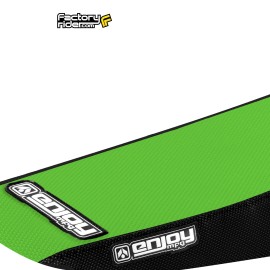 Kawasaki 1992-1993 KAWASAKI KX 125-250 Seat Cover Gripper  BLACK SIDES / GREEEN TOP  #118