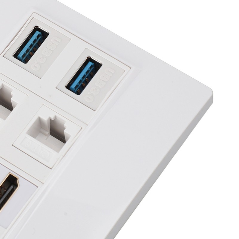 6 Port Multimedia Wall Plate 5Gbps 4K 60HZ HD Multimedia