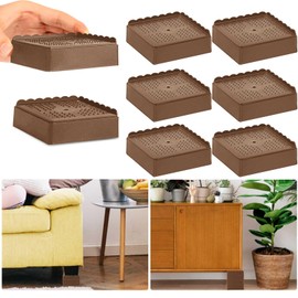 EGTTGIN Bed Risers 1 inch, 2 inch, 3 inch, 4 inch Heavy Duty, Adjustable Furniture Riser for Table Desk Couch Sofa Chair Recliner Leg Frame Dorm, Stackable Bed Raisers Blocks (Brown 6 Pack, 1 inch)