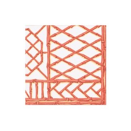 Caspari Bamboo Screen Coral Paper Linen Boxed Cocktail Napkins - 15 Per Package