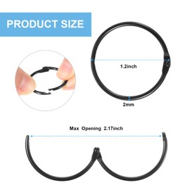 Boao 60 Pcs Shower Curtain Rings Bathroom Curtain Hooks Metal Round Rings for Bathroom Shower Rod (Black, 1.2inch)