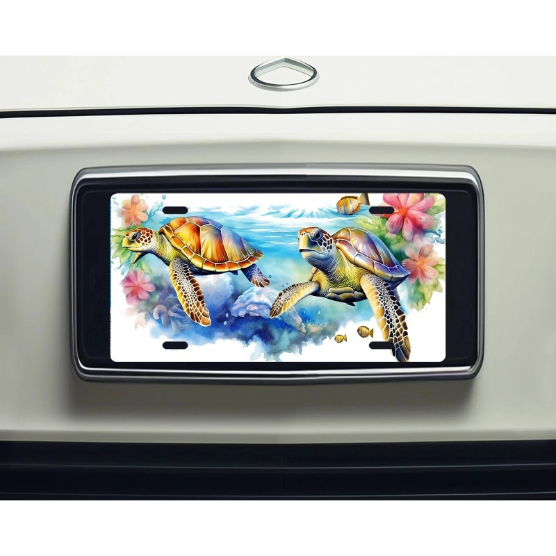 Twisted R Design Tropical Sea Turtles Front License Plate Car