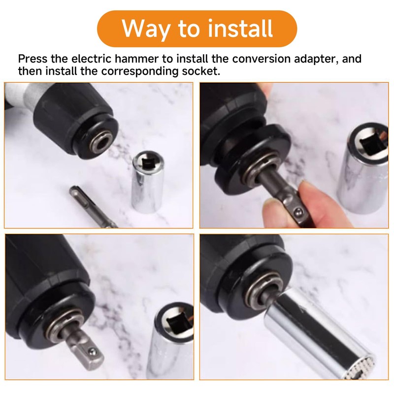 Kodrily 4Pcs SDS Plus Extension, 1/4" 3/8" 1/2" SDS Plus