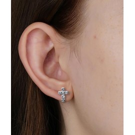 Unisex Tivleed Cross Earrings - Stainless Steel Stud Earrings with Silver Cross Pendants, Featuring Crystal-studded Crosses Suitable for both Men and Women.