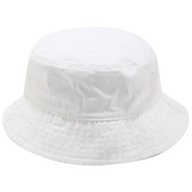 FREESE Men's Bucket Hat, Beautiful Silhouette, UV Protection, Cotton, Washed Fabric, white