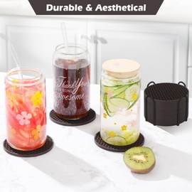 Silicone Coasters Set of 8 with Holder,Coasters for Drinks,Beer,Coffee Coasters,Suitable for Kinds Cups,Hot or Cold,Anti-SLI,Non-Stick,Anti-Overflow Tabletop Protection and Decor (8 Pcs, Coffee)