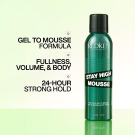 Redken Stay High Volumizing Mousse For Fine Hair - High Hold Gel to Mousse, Strong Hold for 24 Hours