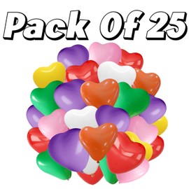 Heart Balloons Multicolor 12 inch Latex Heart Shaped Balloons Pack Wedding Balloons for Valentines Day Anniversary Bridal Shower Galentines Decorations Pack of 25