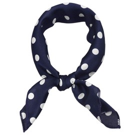 Allegra K Women's Scarf, Square, Silk-like, Dot Square Scarf, Neckerchief, Hair Decoration, Office, Uniform, Stylish, 19.7 inches (50 cm), blue (navy blue)