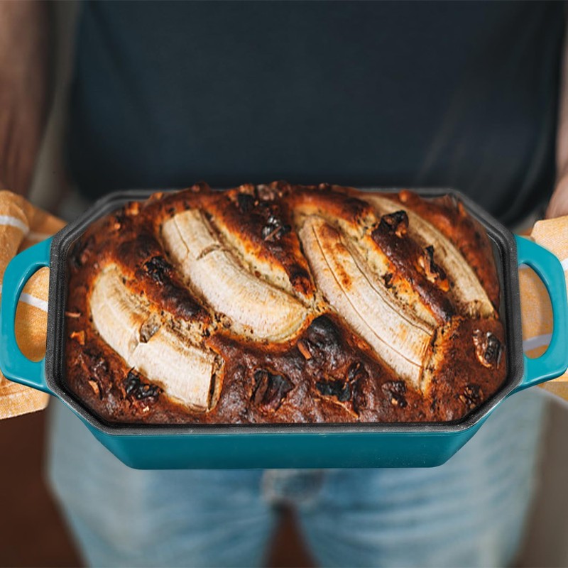 Flavehc Bread Pan Cast Iron Loaf Pan with Lid Bread
