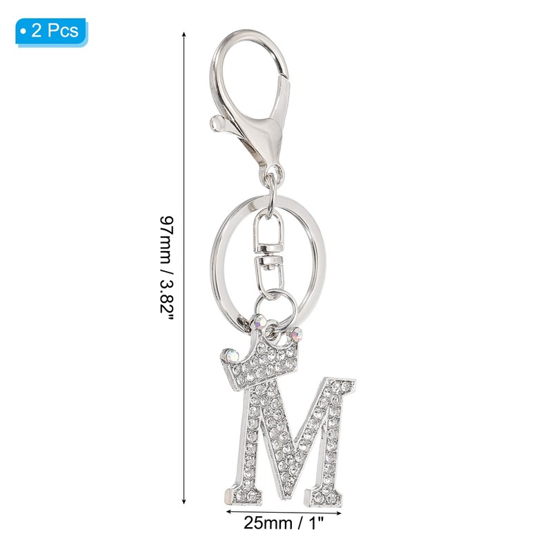 [PATIKIL] Initial Letter Keychain 2pcs Letter M Crown Desert Charm