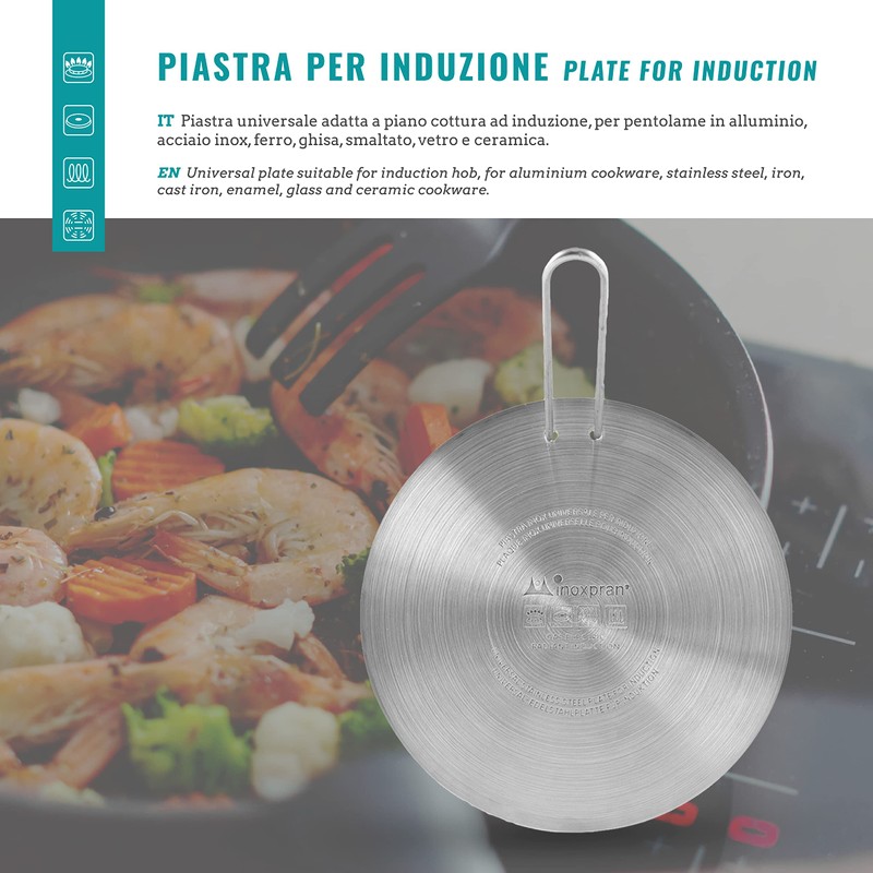 INOXPRAN Induction Plate, Stainless Steel, Grey, 21 x 21 x
