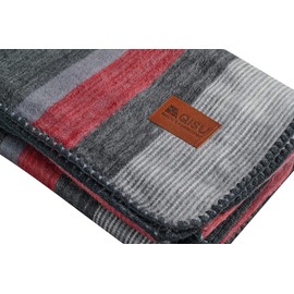 Qisu Alpaca Wool Blanket Throw | Queen, Beautiful, Warm, Stripes | 85 x 65 inches | Ultra-Soft, Hypoallergenic and Breathable | Non-Itchy or Scratchy Fabric (Red Grey Stripe)