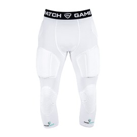Gamepatch 3/4 Tights with Full Protection | Shock Absorbing Technology for Knees Thighs HIPS | Men Women Kids, White, Size M