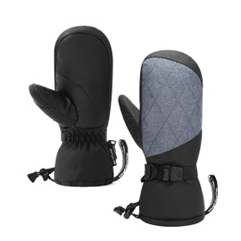 HIGHCAMP Women Ski Snow Mittens, Warm Waterproof Insulated Ski Gloves for Cold Weather Skiing & Snowboarding,(Denim Blue,S)