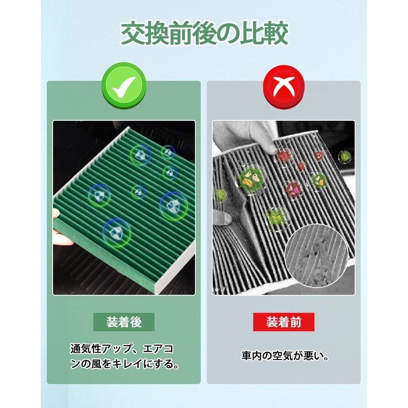 AUTO SPEC Car Air Conditioner Filter, 5 Layer Structure, Includes