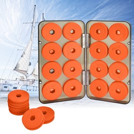 ANTHYTA Pack of 16 Foam Line Winders for Leaders 43 x 13 mm Fishing Leader Fishing Line Spools with Plastic Box Foam Winding Board Fishing Equipment Sponge Wrapped Wire Accessories