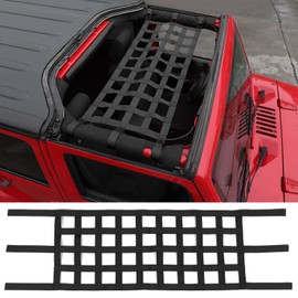 JeCar Mesh Roof Cargo Net Upgrade Roof Hammock Exterior Accessories Compatible with Jeep Wrangler 1987-2023 YJ TJ LJ JK JKU JL JLU JT, Black