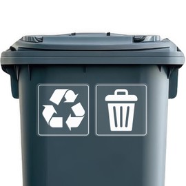 YIKIADA 10 Pack Recycle and Trash Transparent Stickers 6 × 6 Inches Vinyl Clear Weatherproof Self Adhesive Waste Cans Sign for Recycling Bin Home Business