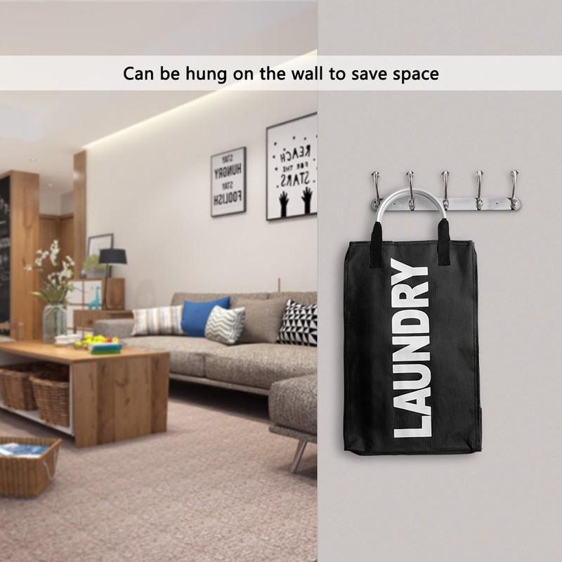 IHOMAGIC Portable Polyester Laundry Bag, Foldable Laundry Hamper with Aluminum