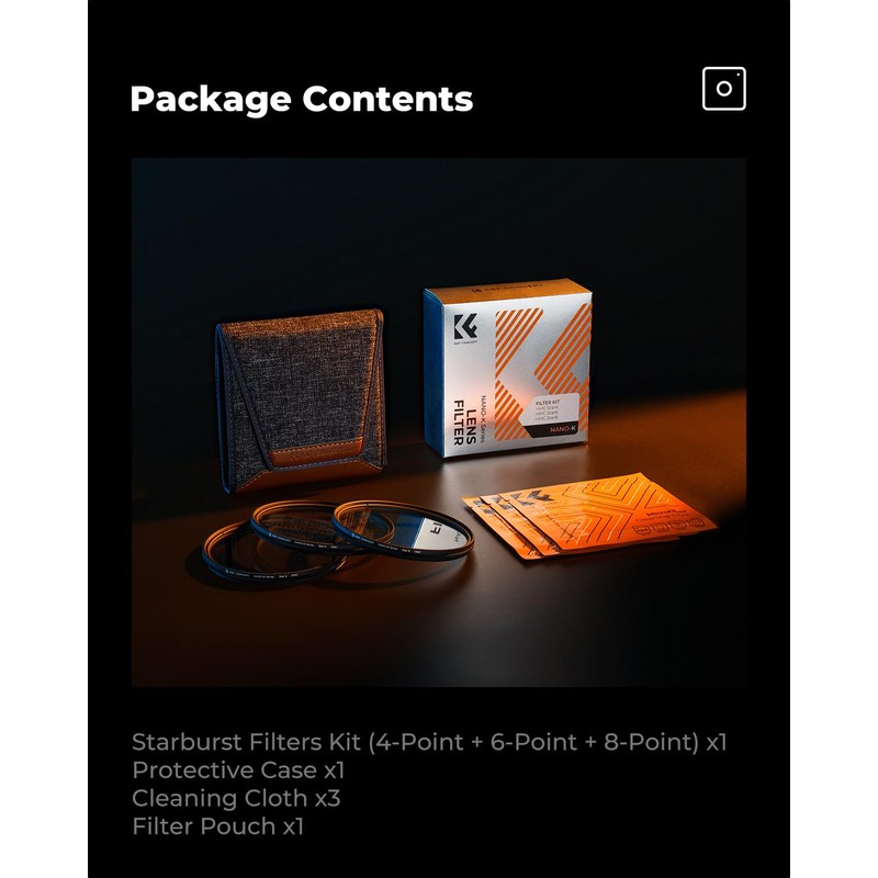 K&F CONCEPT 77mm Star Filter Kit, 4 Points 6 Points