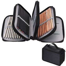 Large Colored Pencil Case High Capacity Zipper Pen Bag 72 Slots 4 Layers Pen Organiser Stationery Pouch Bag Case Paint Brush Holder Storage For Office School Artist Sketch Drawing Pencils Holder