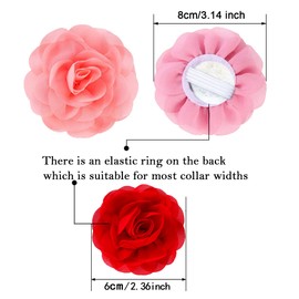 PET SHOW 6PCS Dog Collar Bows and Flowers for Girls Small Medium Dogs Puppies Pink Red Female Collar Embellishment Accessories for Wedding Birthday Party