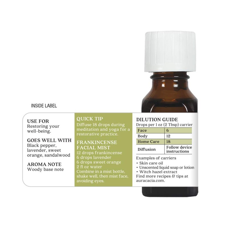 Aura Cacia Essential Oil, Meditative Frankincense, 0.5 Fluid Ounce, Packaging