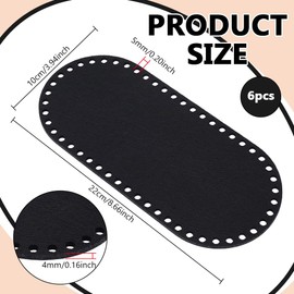 PH PandaHall 6pcs Black Crochet Bag Bottom Base Oval Felt Purse Bottom, 8.7x3.9inch Knitting Bag Bottom Handbag Base Insert Board with Holes for DIY Tote Leather Purse Crossbody Bag