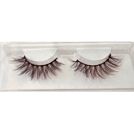Alluring Synthetic Mink Lashes Reusable Strip False Eyelashes Cat-Eye, Fun Colored 3D Look Lashes, 2 Layers (Dark Brown (T))