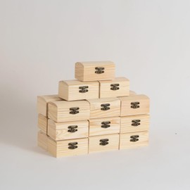 Xhqsulsclac 21 Piece Small Wooden Box Unfinished Wooden Treasure Box with Lids for DIY Crafts (3.3 x 2.1 x 1.7 inches)
