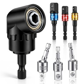Adaptador de Taladro en ángulo Recto de 105 Grados,3 piezas de adaptador universal de enchufe de 1/4 3/8 1/2 pulgadas,3 piezas plata de giratorio de 3