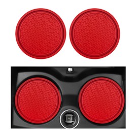 Ohleats 2PCS Car Cup Holder Coaster, Honeycomb Waterproof Embedded in Ornaments Coaster, 2.75'' PVC Car Anti Slip Cup Holder Insert Coaster, Universal Car Accessories for Most Cars (Red)